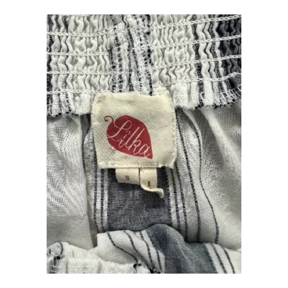 π EUC ANTHROPOLOGIE LILKA White Gray Striped Off Shoulder Playa Top | Sz S - Picture 7 of 8